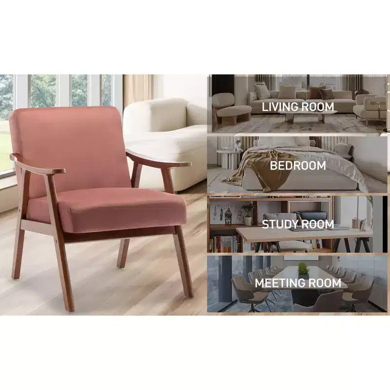 Fauteuil d'appoint Okak Leisure, fauteuil de salon avec dossier extra-épais, fauteuil à oreilles avec pieds en bois massif pour salle de lecture, chambre à coucher