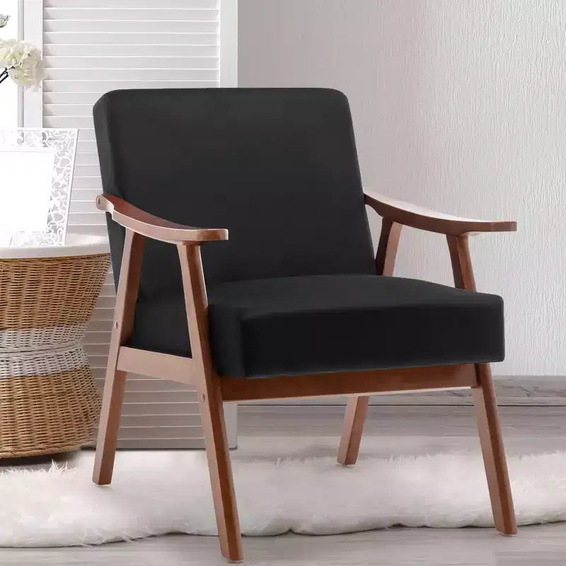 Fauteuil d'appoint Okak Leisure, fauteuil de salon avec dossier extra-épais, fauteuil à oreilles avec pieds en bois massif pour salle de lecture, chambre à coucher