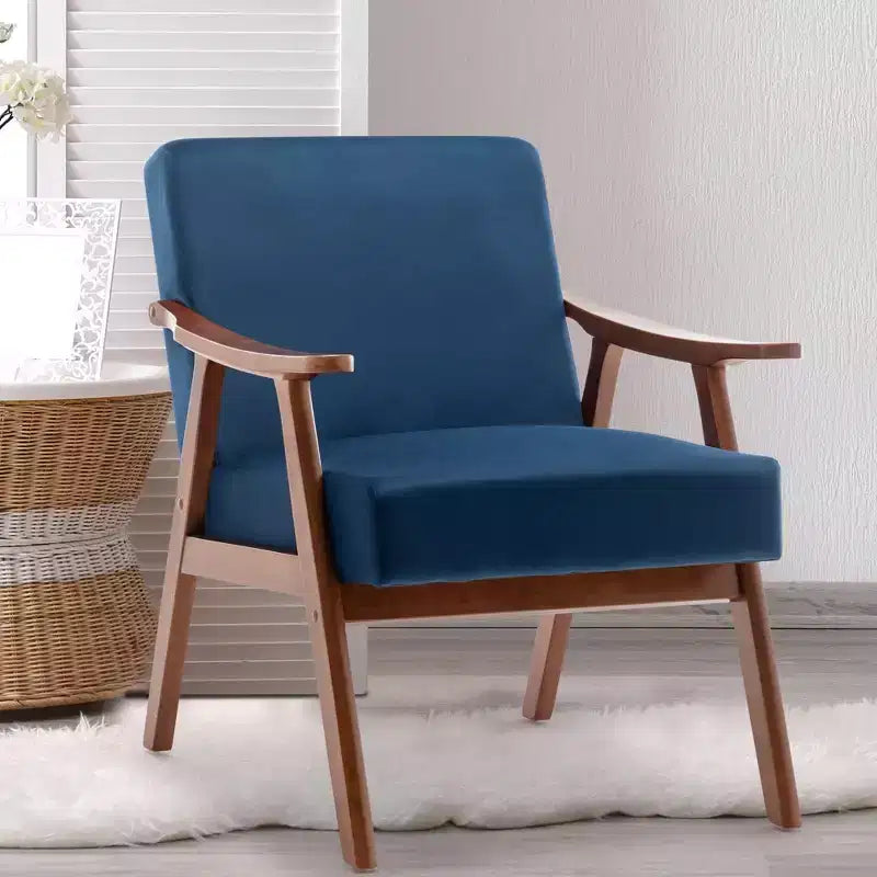 Fauteuil d'appoint Okak Leisure, fauteuil de salon avec dossier extra-épais, fauteuil à oreilles avec pieds en bois massif pour salle de lecture, chambre à coucher
