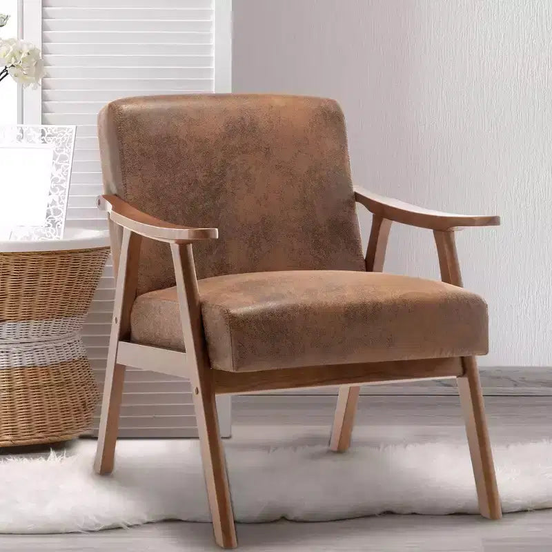 Fauteuil d'appoint Okak Leisure, fauteuil de salon avec dossier extra-épais, fauteuil à oreilles avec pieds en bois massif pour salle de lecture, chambre à coucher