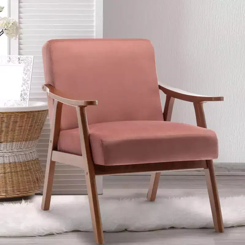 Fauteuil d'appoint Okak Leisure, fauteuil de salon avec dossier extra-épais, fauteuil à oreilles avec pieds en bois massif pour salle de lecture, chambre à coucher