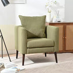 Fauteuil d'appoint en tissu Okak, chaise de lecture pour salon avec revêtement doux et oreiller, fauteuil avec pieds en bois massif pour salon ou chambre à coucher.