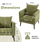 Fauteuil d'appoint en tissu Okak, chaise de lecture pour salon avec revêtement doux et oreiller, fauteuil avec pieds en bois massif pour salon ou chambre à coucher.