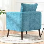 Fauteuil d'appoint en tissu Okak, chaise de lecture pour salon avec revêtement doux et oreiller, fauteuil avec pieds en bois massif pour salon ou chambre à coucher.
