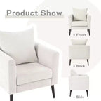 Fauteuil d'appoint en tissu Okak, chaise de lecture pour salon avec revêtement doux et oreiller, fauteuil avec pieds en bois massif pour salon ou chambre à coucher.