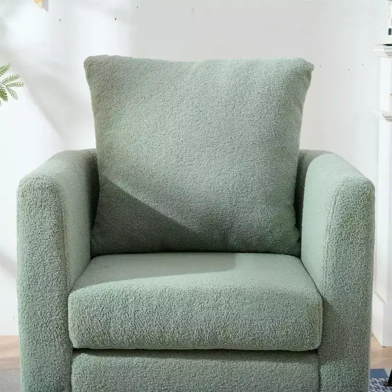Fauteuil d'appoint en tissu Okak, chaise de lecture pour salon avec revêtement doux et oreiller, fauteuil avec pieds en bois massif pour salon ou chambre à coucher.