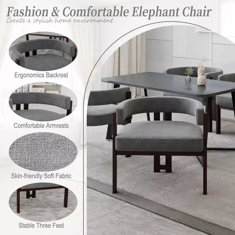 Okak Chaise de salle à manger élégante, lot de 2 fauteuils d'appoint avec coussin en tissu Teddy, chaise de salle à manger à 3 pieds ouverts pour salon, chambre à coucher