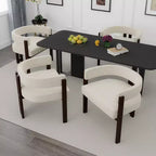 Okak Chaise de salle à manger élégante, lot de 2 fauteuils d'appoint avec coussin en tissu Teddy, chaise de salle à manger à 3 pieds ouverts pour salon, chambre à coucher