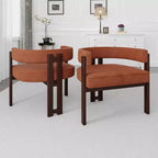 Okak Chaise de salle à manger élégante, lot de 2 fauteuils d'appoint avec coussin en tissu Teddy, chaise de salle à manger à 3 pieds ouverts pour salon, chambre à coucher
