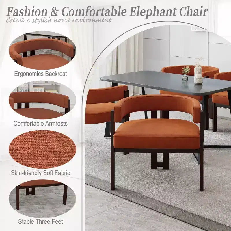 Okak Chaise de salle à manger élégante, lot de 2 fauteuils d'appoint avec coussin en tissu Teddy, chaise de salle à manger à 3 pieds ouverts pour salon, chambre à coucher