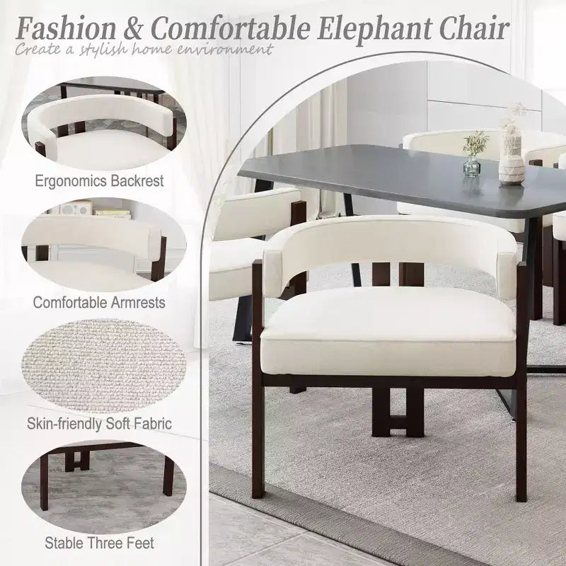 Okak Chaise de salle à manger élégante, lot de 2 fauteuils d'appoint avec coussin en tissu Teddy, chaise de salle à manger à 3 pieds ouverts pour salon, chambre à coucher