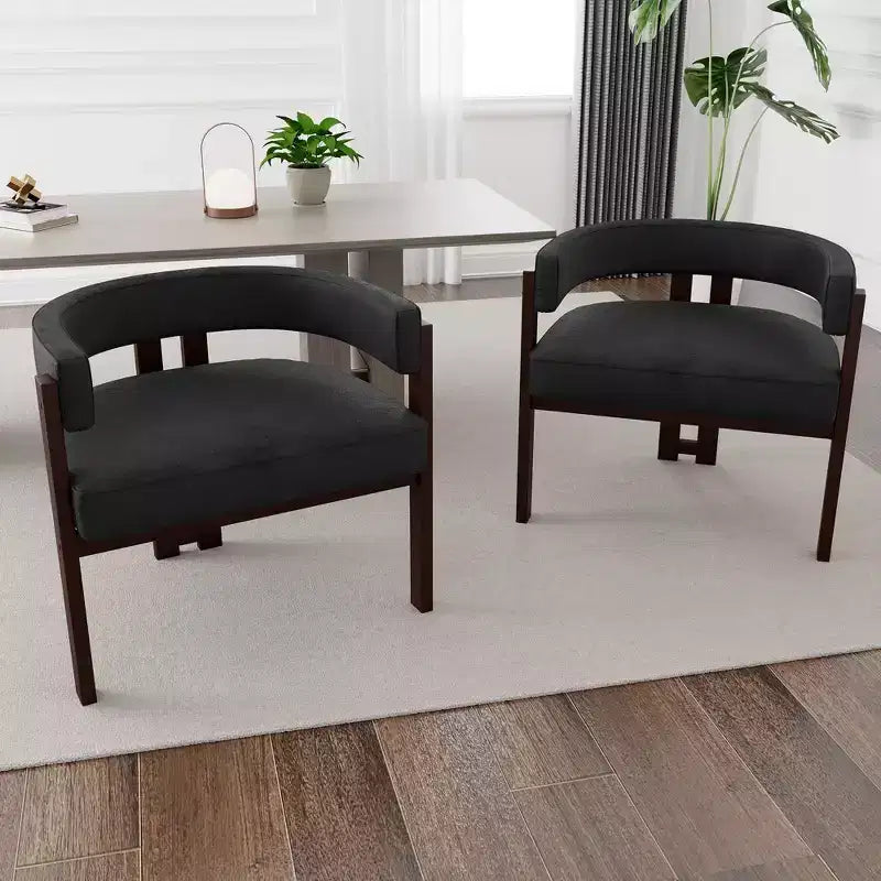 Okak Chaise de salle à manger élégante, lot de 2 fauteuils d'appoint avec coussin en tissu Teddy, chaise de salle à manger à 3 pieds ouverts pour salon, chambre à coucher