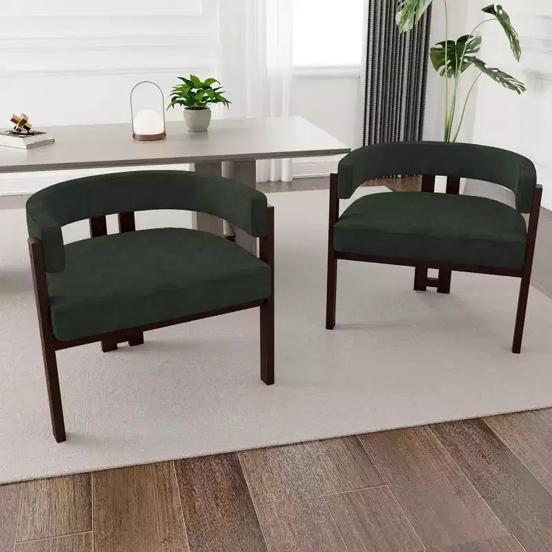 Okak Chaise de salle à manger élégante, lot de 2 fauteuils d'appoint avec coussin en tissu Teddy, chaise de salle à manger à 3 pieds ouverts pour salon, chambre à coucher
