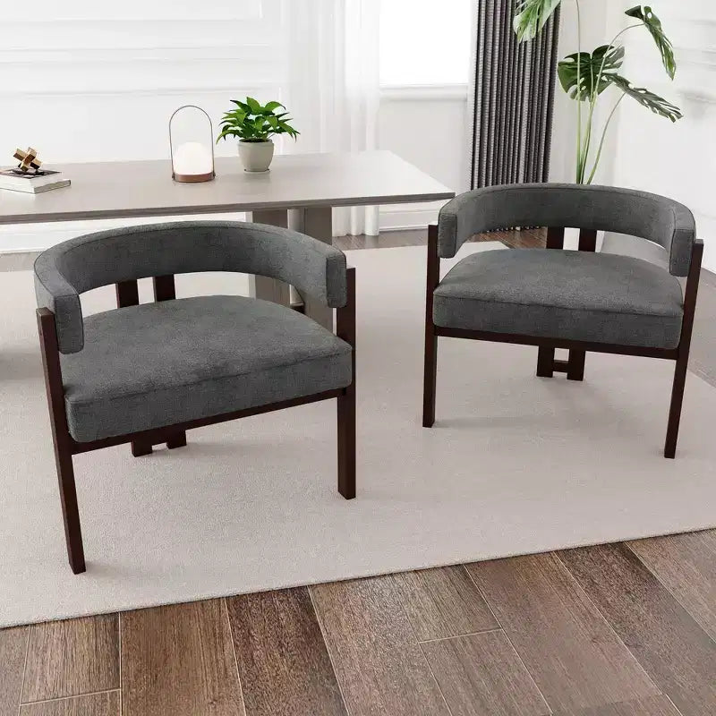 Okak Chaise de salle à manger élégante, lot de 2 fauteuils d'appoint avec coussin en tissu Teddy, chaise de salle à manger à 3 pieds ouverts pour salon, chambre à coucher