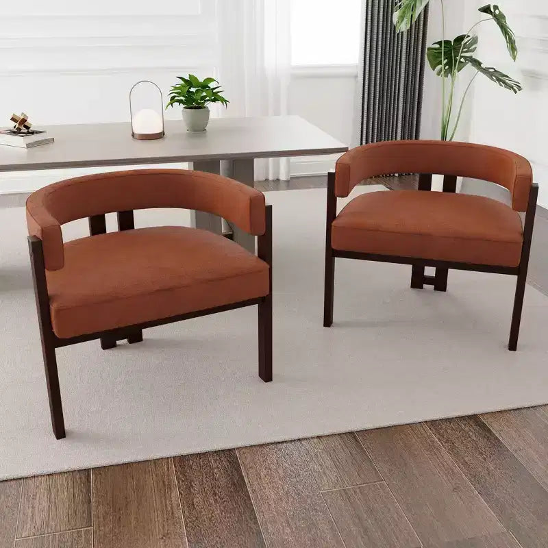 Okak Chaise de salle à manger élégante, lot de 2 fauteuils d'appoint avec coussin en tissu Teddy, chaise de salle à manger à 3 pieds ouverts pour salon, chambre à coucher