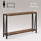 Table console de 109 cm, design en V, table d'entrée à 2 niveaux avec rangement, table console industrielle pour entrée, salon