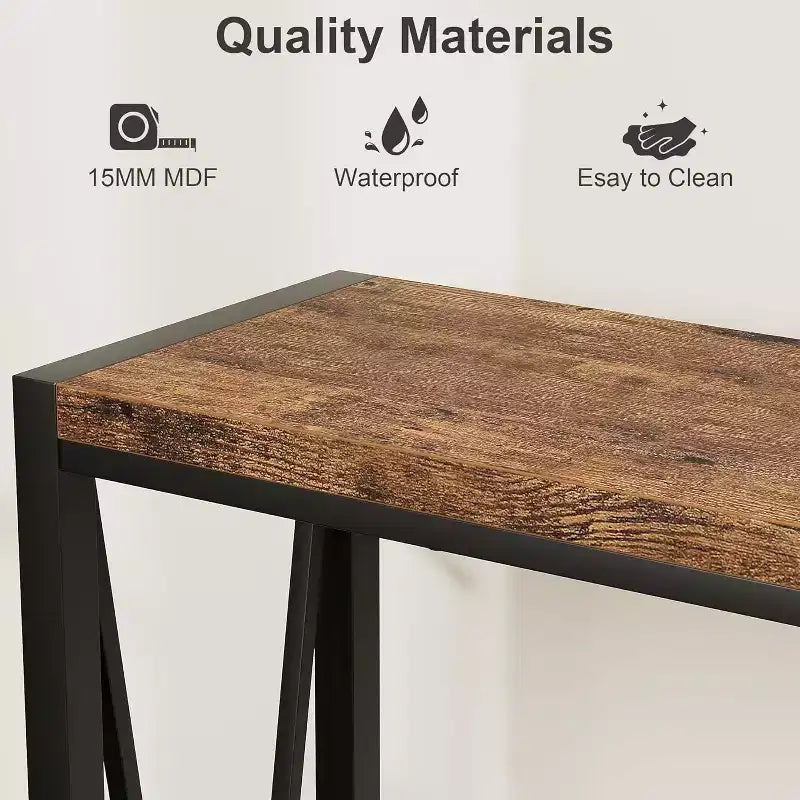 Table console de 109 cm, design en V, table d'entrée à 2 niveaux avec rangement, table console industrielle pour entrée, salon