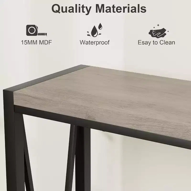 Table console de 109 cm, design en V, table d'entrée à 2 niveaux avec rangement, table console industrielle pour entrée, salon