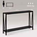 Table console de 109 cm, design en V, table d'entrée à 2 niveaux avec rangement, table console industrielle pour entrée, salon