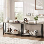 Table console de 109 cm, design en V, table d'entrée à 2 niveaux avec rangement, table console industrielle pour entrée, salon