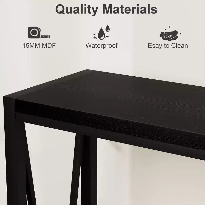 Table console de 109 cm, design en V, table d'entrée à 2 niveaux avec rangement, table console industrielle pour entrée, salon