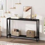 Table console de 109 cm, design en V, table d'entrée à 2 niveaux avec rangement, table console industrielle pour entrée, salon