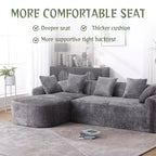 Canapé d'angle Okak Comfy en bouclette avec méridienne, canapé sectionnel minimaliste surdimensionné 3 places, convertible, assise profonde, angle gauche