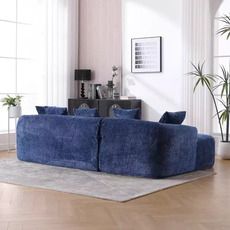 Canapé d'angle Okak Comfy en bouclette avec méridienne, canapé sectionnel minimaliste surdimensionné 3 places, convertible, assise profonde, angle gauche