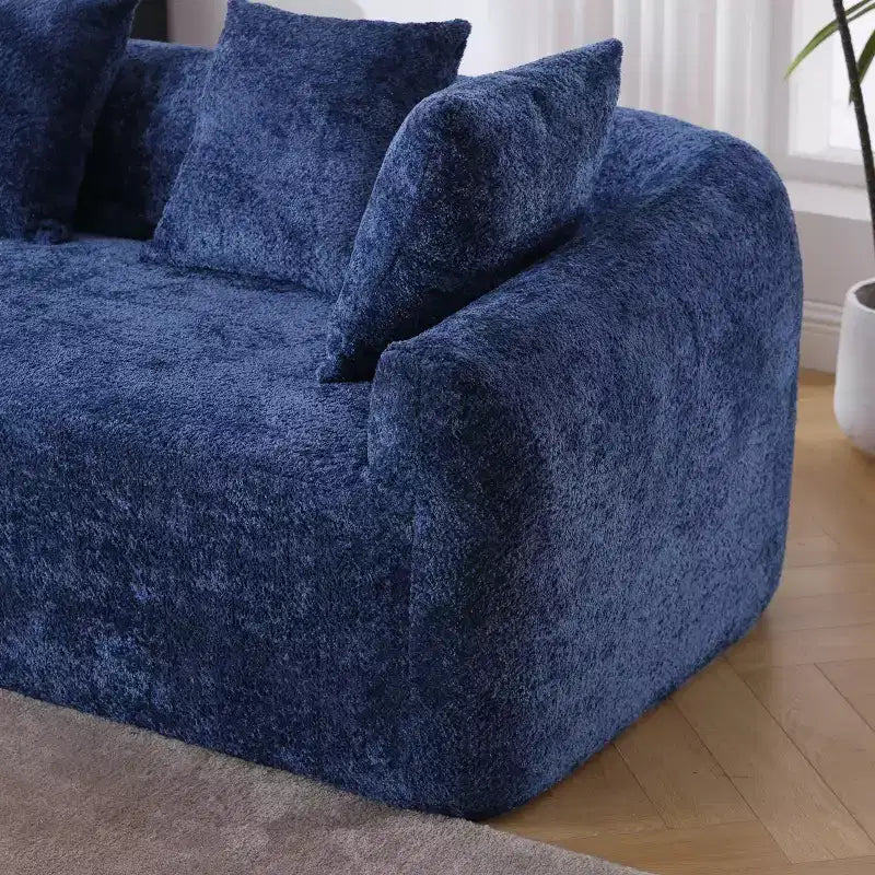 Canapé d'angle Okak Comfy en bouclette avec méridienne, canapé sectionnel minimaliste surdimensionné 3 places, convertible, assise profonde, angle gauche