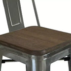 HomeRoots Ensemble de quatre tabourets de bar à dossier bas de 76 cm en bois massif marron et gris et métal