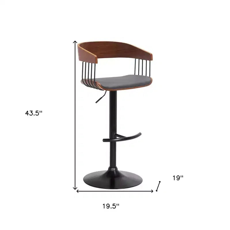 Chaise de bar pivotante réglable en hauteur HomeRoots en similicuir gris et noir avec structure en métal