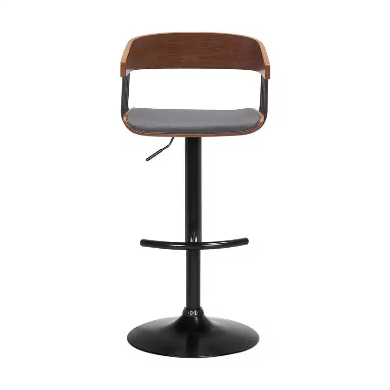 Chaise de bar pivotante réglable en hauteur HomeRoots en similicuir gris et noir avec structure en métal