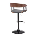Chaise de bar pivotante réglable en hauteur HomeRoots en similicuir gris et noir avec structure en métal