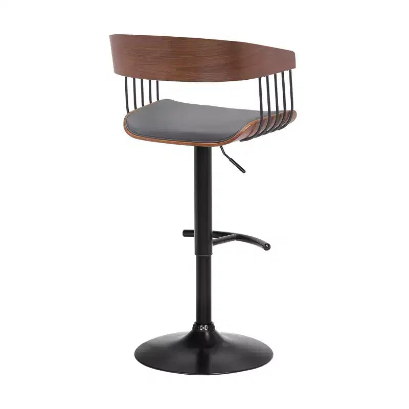 Chaise de bar pivotante réglable en hauteur HomeRoots en similicuir gris et noir avec structure en métal