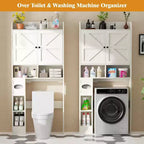 Armoire de rangement de salle de bain sur toilettes avec portes de grange, 70", meuble haut de salle de bain avec porte-papier toilette, pour toilettes, buanderie, blanc