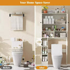 Armoire de rangement de salle de bain sur toilettes avec portes de grange, 70", meuble haut de salle de bain avec porte-papier toilette, pour toilettes, buanderie, blanc