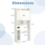 Armoire de rangement de salle de bain sur toilettes avec portes de grange, 70", meuble haut de salle de bain avec porte-papier toilette, pour toilettes, buanderie, blanc
