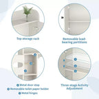 Armoire de rangement de salle de bain sur toilettes avec portes de grange, 70", meuble haut de salle de bain avec porte-papier toilette, pour toilettes, buanderie, blanc