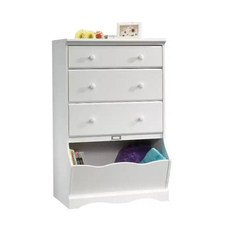 HomeStock 7.25 in.H Wood Composite Vertical Dressers with 3 - Drawers in White Finish