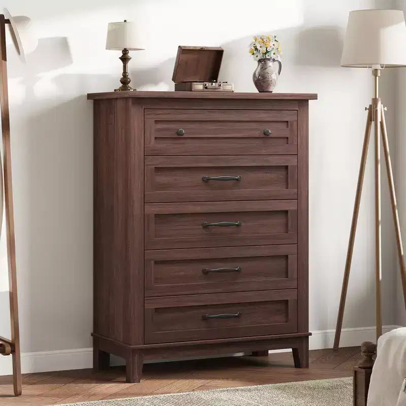 Garvee 5 Commode pour Chambre, Grande Commode à Tiroirs de 105 cm avec Rangement Autonome, Coffre de Rangement en Bois pour Salon, Chambre