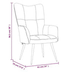 vidaXL Chaise de relaxation gris foncé en velours avec tabouret - Siège rembourré pour salon, salle de séjour, bureau - Design moderne avec cadre en acier