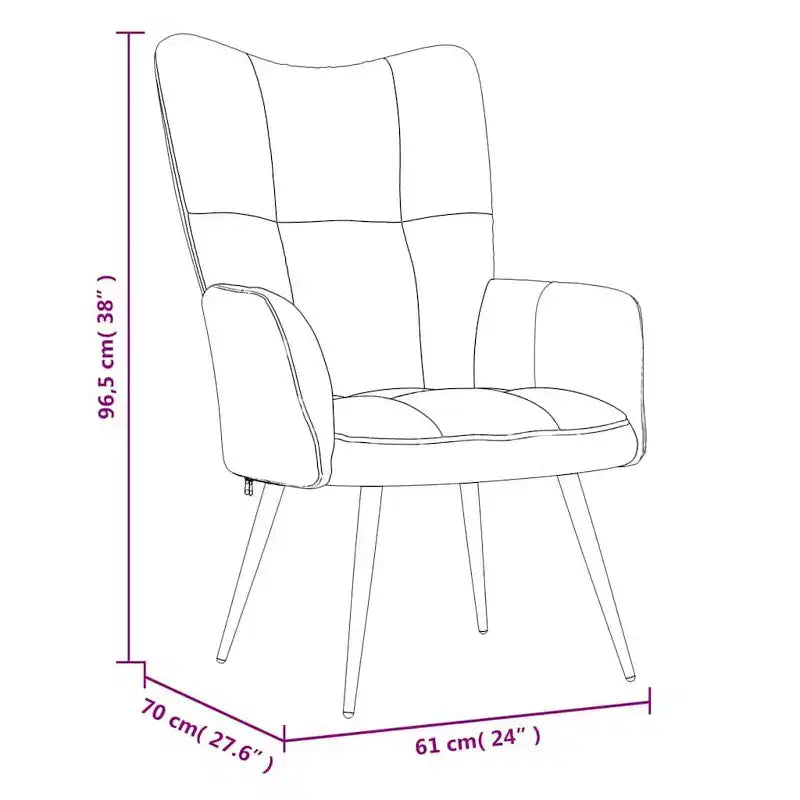 vidaXL Chaise de relaxation gris foncé en velours avec tabouret - Siège rembourré pour salon, salle de séjour, bureau - Design moderne avec cadre en acier