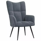 vidaXL Chaise de relaxation gris foncé en velours avec tabouret - Siège rembourré pour salon, salle de séjour, bureau - Design moderne avec cadre en acier