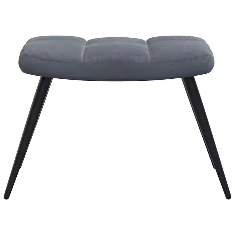 vidaXL Chaise de relaxation gris foncé en velours avec tabouret - Siège rembourré pour salon, salle de séjour, bureau - Design moderne avec cadre en acier