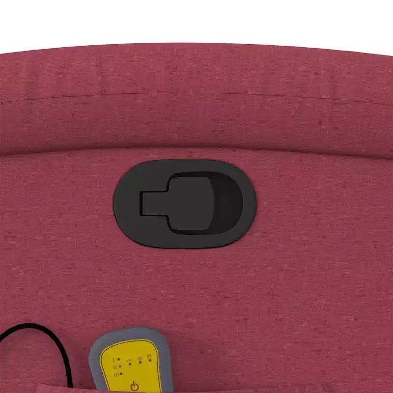 vidaXL Fauteuil inclinable de massage en tissu bordeaux - Inclinaison manuelle, Vibration, Confort rembourré, Poche latérale, Cadre durable