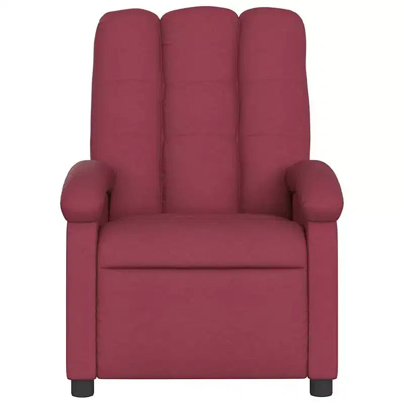 vidaXL Fauteuil inclinable de massage en tissu bordeaux - Inclinaison manuelle, Vibration, Confort rembourré, Poche latérale, Cadre durable