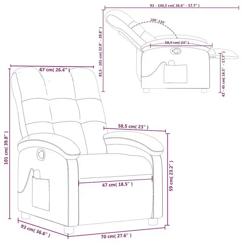 vidaXL Fauteuil de massage inclinable, dossier/repose-pieds réglable, canapé inclinable - Vert foncé