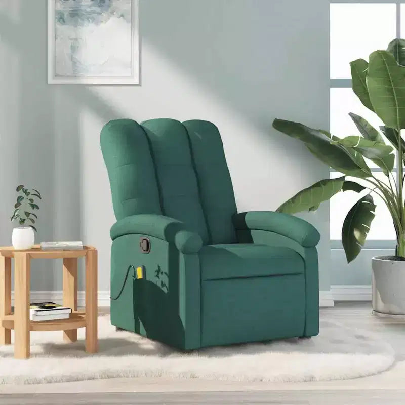 vidaXL Fauteuil de massage inclinable, dossier/repose-pieds réglable, canapé inclinable - Vert foncé