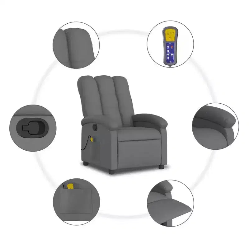vidaXL Fauteuil de massage inclinable, dossier/repose-pieds réglable, canapé inclinable - Vert foncé
