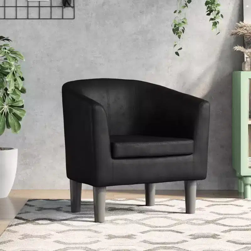 vidaXL Fauteuil club - Similicuir noir, Fauteuil d'appoint individuel et résistant